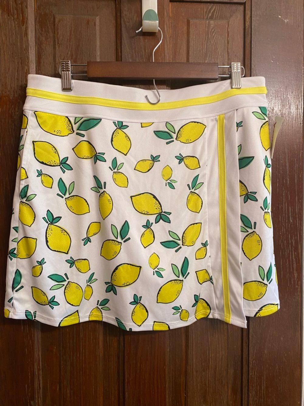 Lemon Print A-Line Skort in White and Yellow